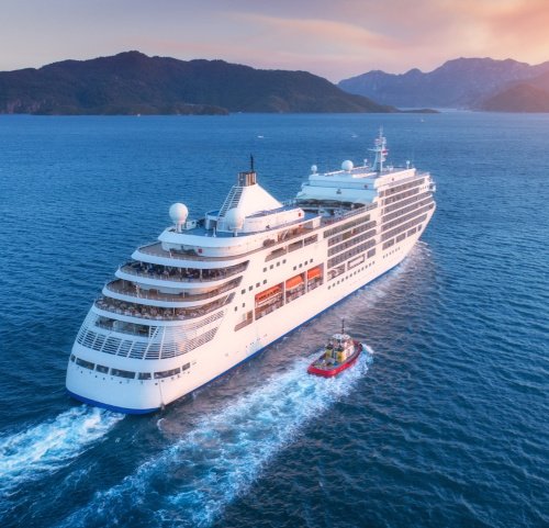 Cruise ship sailing over the ocean